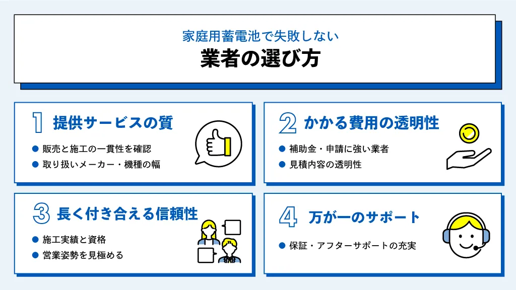 家庭用蓄電池で失敗しないための業者の選び方