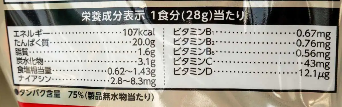 ザバス ソイプロテイン100栄養成分表示