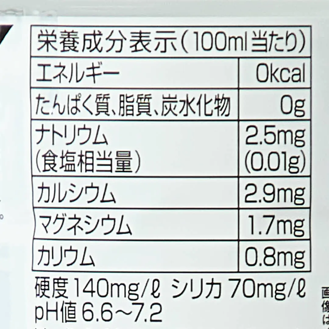 宮崎県霧島の天然水 栄養成分表示
