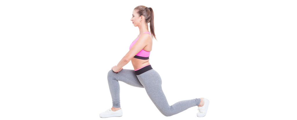 体幹の筋力の一つである腸腰筋群を引き伸ばしつつ鍛えるランジ